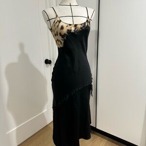 Roberto Cavalli Black and Tan Backless Dress